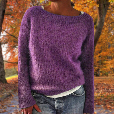 Selviera - Sweter Damski Z Dekoltem Łódką