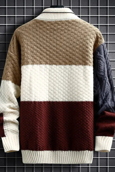 Darnel - Sweter Męski Z Golfem Patchwork