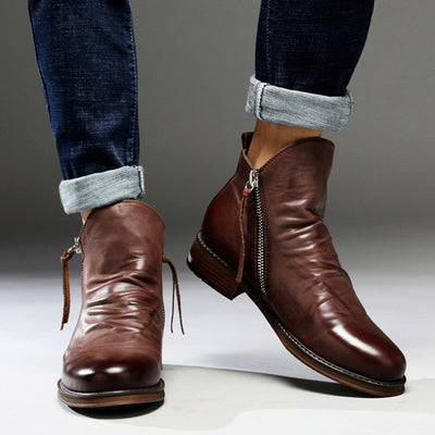 Darsen - Buty Męskie Skórzane Z Zamkiem