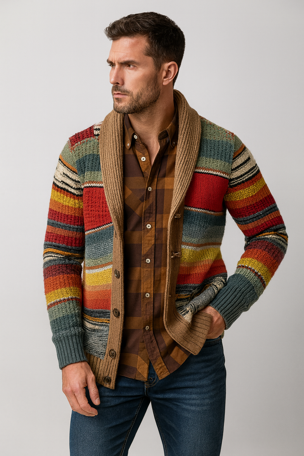 Sweter Męski Rozpinany | Gruby Kardigan na Zimę