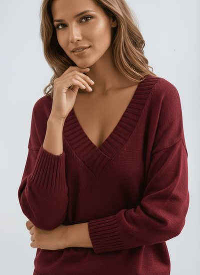 Vellana - sweter damski z dekoltem V