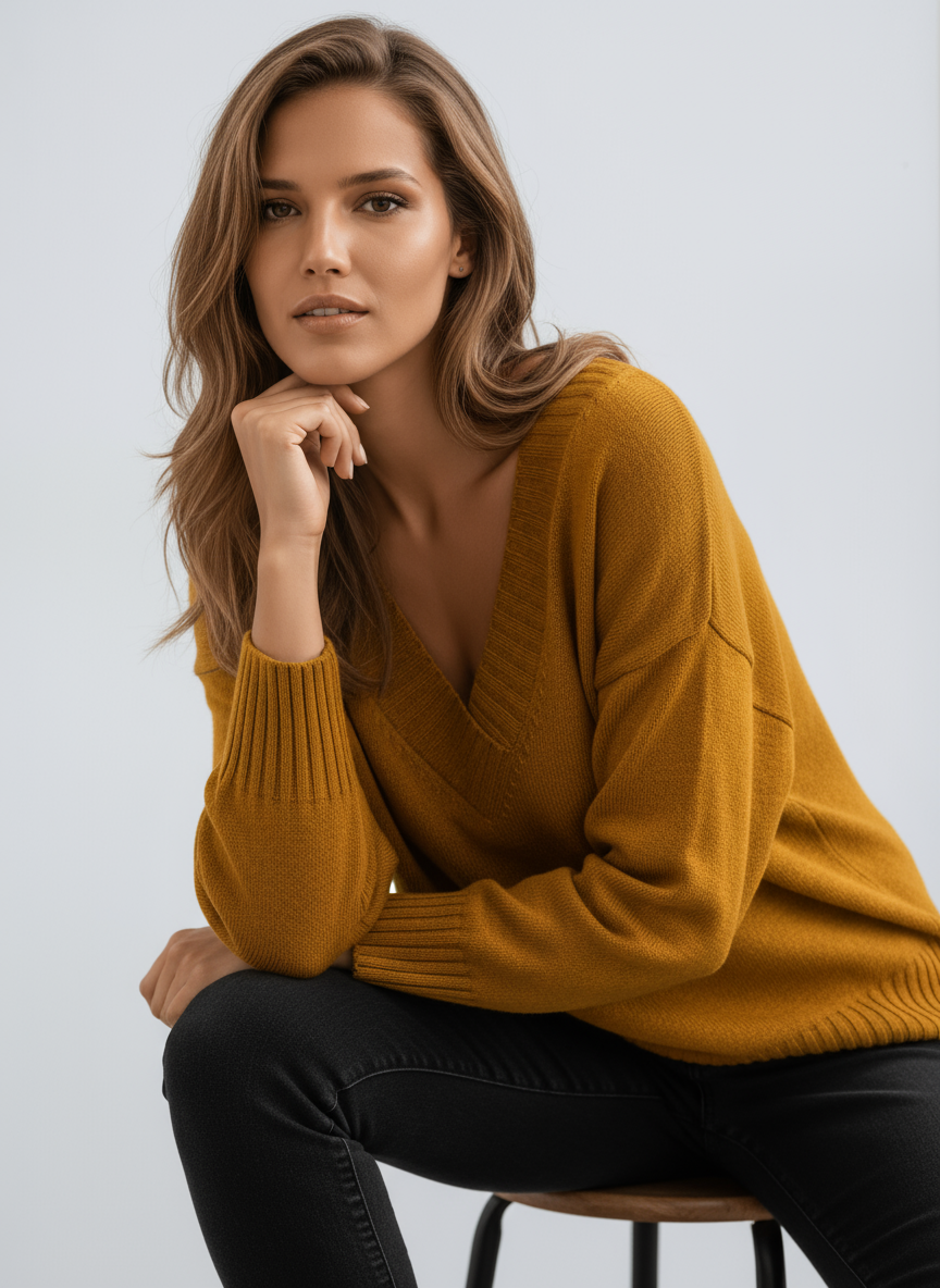 Vellana - sweter damski z dekoltem V