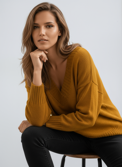 Vellana - sweter damski z dekoltem V