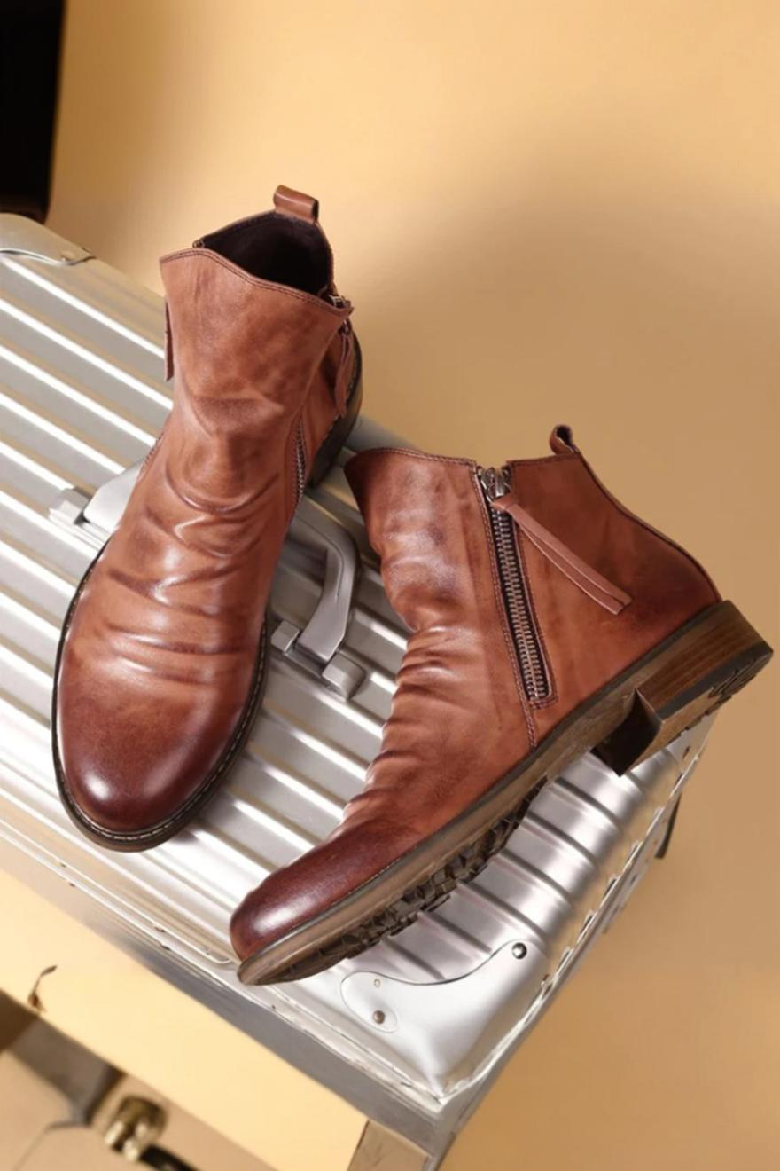 Darsen - Buty Męskie Skórzane Z Zamkiem