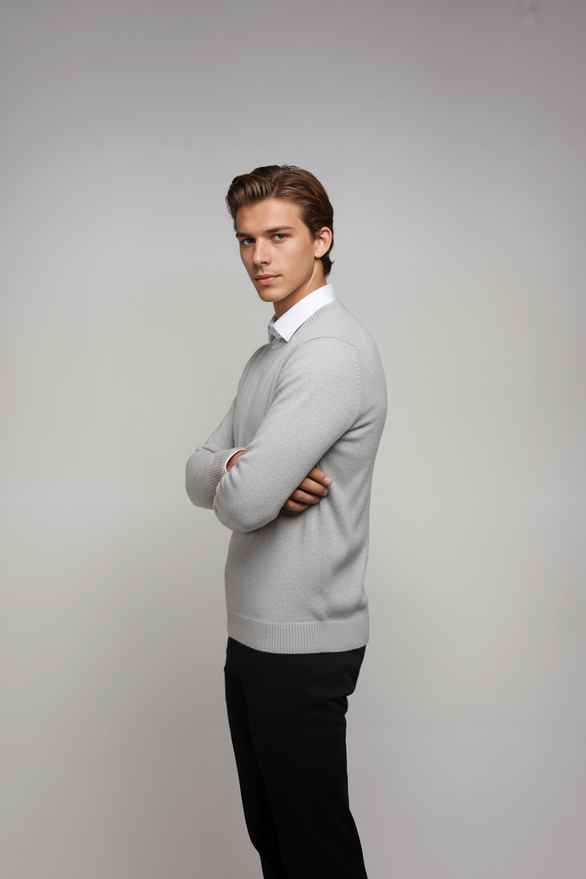 Ravel Sweter Męski z Okrągłym Dekoltem