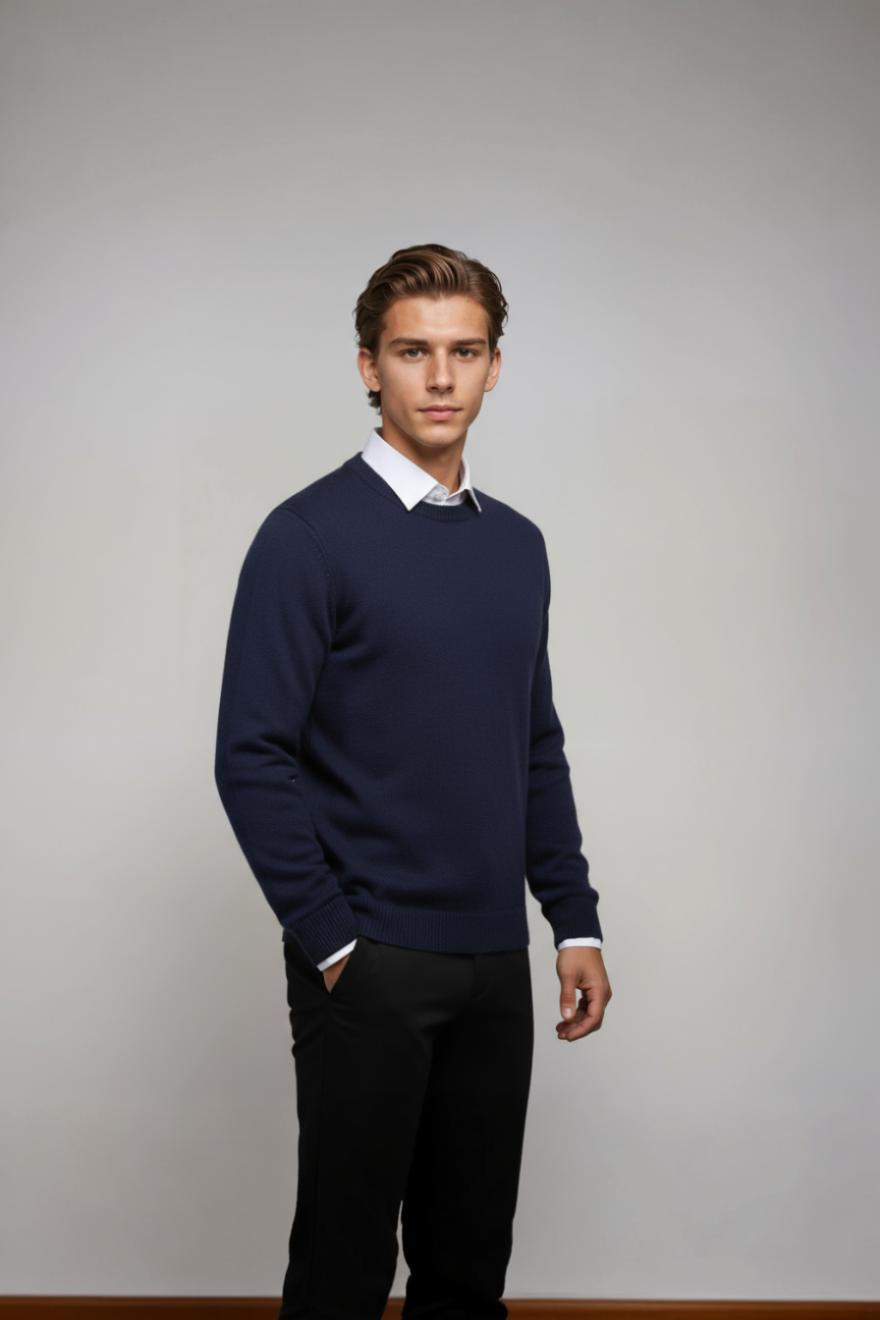 Ravel Sweter Męski z Okrągłym Dekoltem