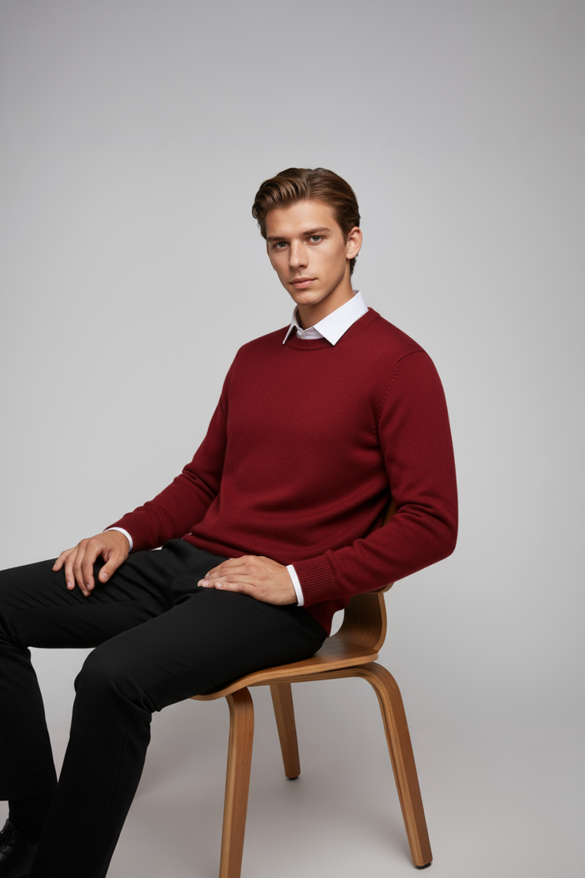 Ravel Sweter Męski z Okrągłym Dekoltem