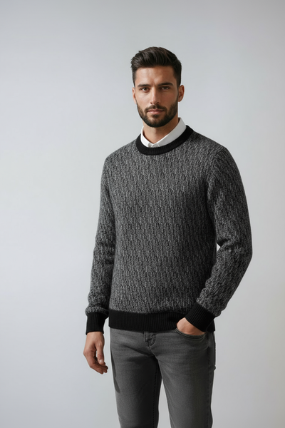 Sweter Męski Zimowy z Okrągłym Dekoltem | Ciepły i Stylowy