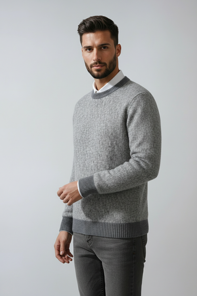 Sweter Męski Zimowy z Okrągłym Dekoltem | Ciepły i Stylowy