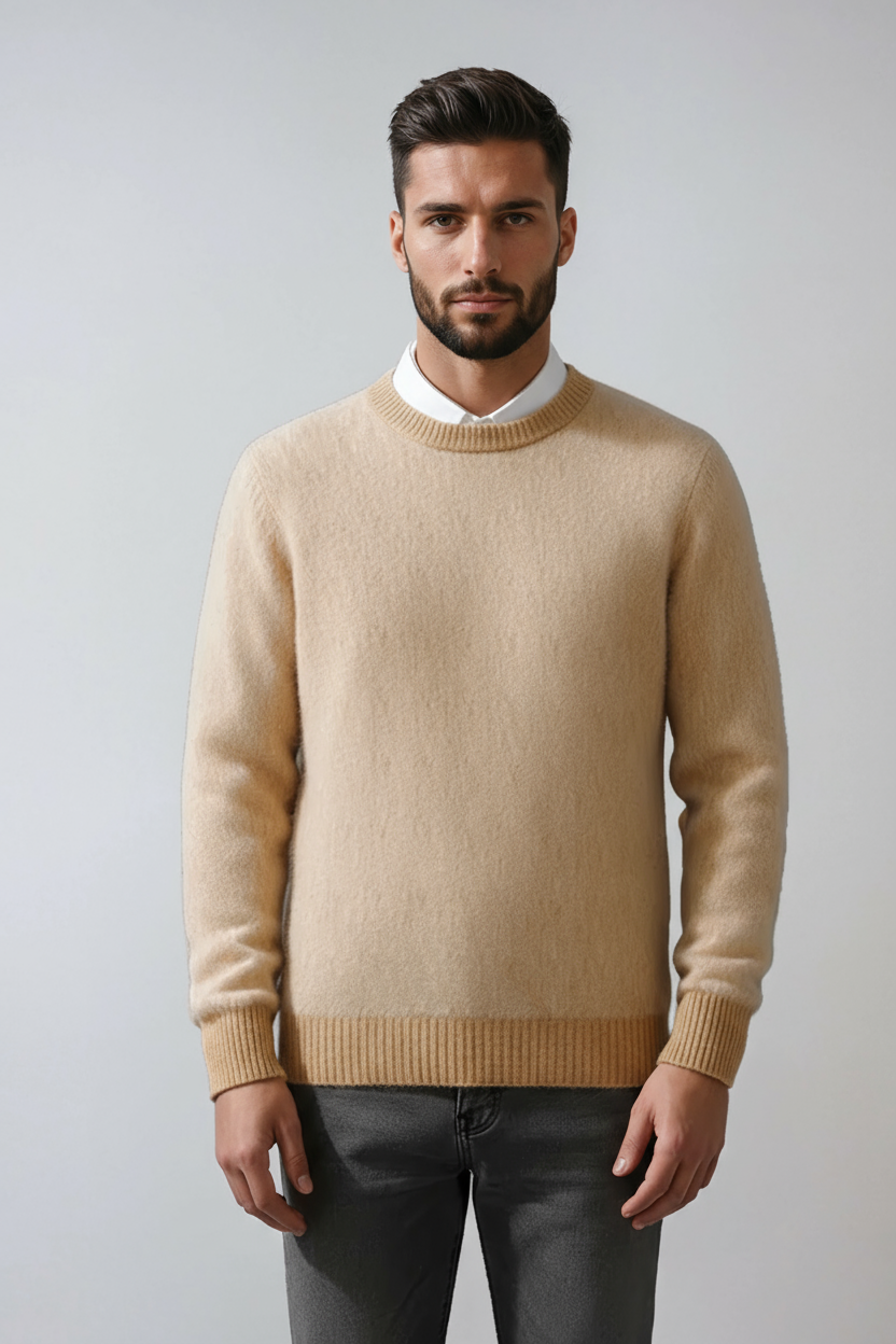 Sweter Męski Zimowy z Okrągłym Dekoltem | Ciepły i Stylowy