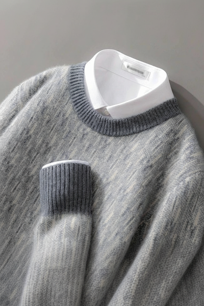 Sweter Męski Zimowy z Okrągłym Dekoltem | Ciepły i Stylowy